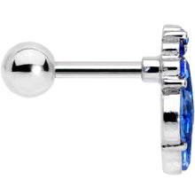 Load image into Gallery viewer, 16G 1/4 Blue CZ Gem Fountain Cartilage Tragus Earring
