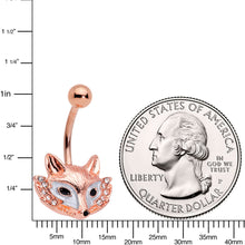 Load image into Gallery viewer, Clear Gem Rose Gold Tone Fashion Fox Belly Ring
