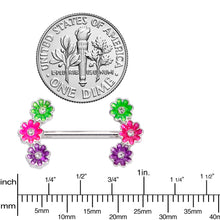 Load image into Gallery viewer, 14G 9/16 Clear Gem Garland Flower Barbell Nipple Ring Set
