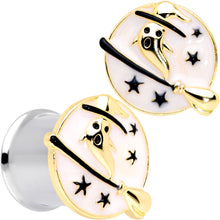 Load image into Gallery viewer, White Witch Ghost Broom Halloween Double Flare Plug Set
