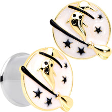 Load image into Gallery viewer, White Witch Ghost Broom Halloween Double Flare Plug Set
