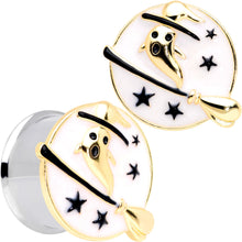 Load image into Gallery viewer, White Witch Ghost Broom Halloween Double Flare Plug Set
