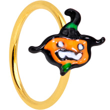 Load image into Gallery viewer, 20G 5/16 Gold Tone Growling Pumpkin Halloween Nose Hoop
