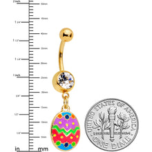 Load image into Gallery viewer, Clear Gem Gold Tone Multicolor Funky Easter Egg Dangle Belly Ring
