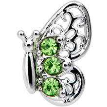 Load image into Gallery viewer, 20G 1/4 Green Gem Lacy Butterfly Nose Bone
