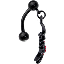 Load image into Gallery viewer, Red Gem Black Widow Spider Halloween Dangle Top Mount Belly Ring
