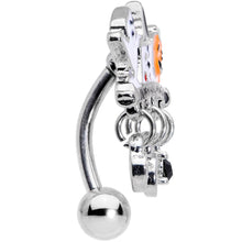 Load image into Gallery viewer, Black Gem Ghosts Pumpkin Halloween Dangle Top Mount Belly Ring
