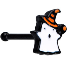 Load image into Gallery viewer, 20G 1/4 Black Striped Hat Candy Ghost Halloween Nose Bone
