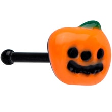 Load image into Gallery viewer, 20G 1/4 Black Happy Little Pumpkin Halloween Nose Bone
