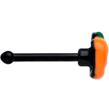 Load image into Gallery viewer, 20G 1/4 Black Happy Little Pumpkin Halloween Nose Bone
