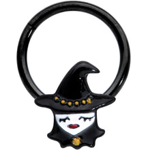 Load image into Gallery viewer, 16G 3/8 Black Goth Witch Halloween Hinged Segment Ring
