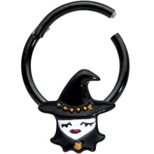 Load image into Gallery viewer, 16G 3/8 Black Goth Witch Halloween Hinged Segment Ring
