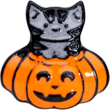 Load image into Gallery viewer, 16G 1/4 Black Cat Surprise Pumpkin Halloween Cartilage Tragus
