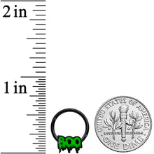 Load image into Gallery viewer, 16G 3/8 Black Green Spooky Boo Halloween Hinged Segment Ring
