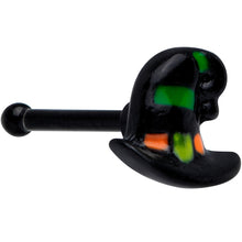 Load image into Gallery viewer, 20G 1/4 Black Striped Witch Hat Halloween Nose Bone

