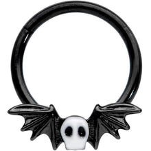 Load image into Gallery viewer, 16G 3/8 Wing Skull Memento Mori Halloween Hinged Segment Ring
