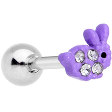 Load image into Gallery viewer, 16G 1/4 Clear Gem Purple Easter Bunny Cartilage Tragus Earring
