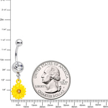 Load image into Gallery viewer, Clear Yellow Gem Yellow Sunflower Dangle Belly Ring
