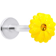 Load image into Gallery viewer, 16G 5/16 Yellow Gem Yellow Sunflower Labret Monroe Tragus
