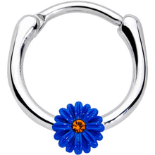 Load image into Gallery viewer, 16G 3/8 Yellow Gem Blue Sunflower Cartilage Clicker
