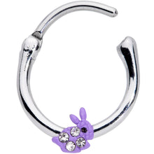 Load image into Gallery viewer, 16G 3/8 Clear Gem Purple Easter Bunny Cartilage Clicker
