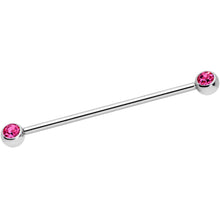 Load image into Gallery viewer, 14G Pink Gem Ball Ends Industrial Barbell 35mm
