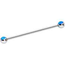 Load image into Gallery viewer, 14G Blue Faux Opal Ball Ends Industrial Barbell 35mm
