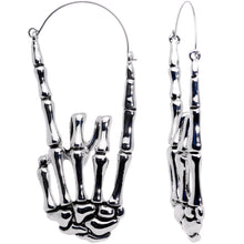 Load image into Gallery viewer, Skeleton Hands Devil Horn Tunnel Plug Earrings
