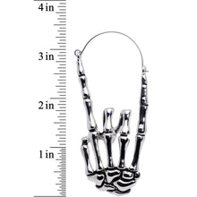 Load image into Gallery viewer, Skeleton Hands Devil Horn Tunnel Plug Earrings
