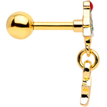 Load image into Gallery viewer, 16G 1/4 Red Gem Gold Tone Tree Christmas Dangle Cartilage Tragus
