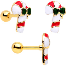 Load image into Gallery viewer, 16G 1/4 Gold Tone Snowman Christmas Cartilage Tragus Set of 3
