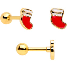 Load image into Gallery viewer, 16G 1/4 Gold Tone Snowman Christmas Cartilage Tragus Set of 3
