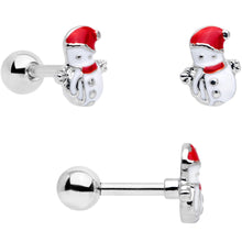 Load image into Gallery viewer, 16G 1/4 Reindeer Snowman Christmas Dangle Cartilage Tragus Set of 3

