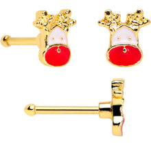 Load image into Gallery viewer, 20G 1/4 Gold Tone Candy Cane Bell Christmas Nose Bone Set of 3
