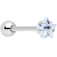 Load image into Gallery viewer, Clear CZ Gem Star Barbell Tongue Ring

