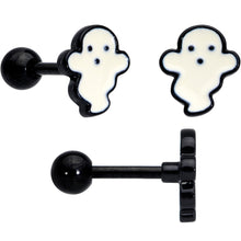 Load image into Gallery viewer, 16G 1/4 Black Bat Ghost Halloween Cartilage Tragus Set of 3
