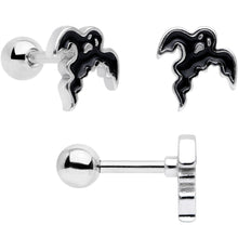 Load image into Gallery viewer, 16G 1/4 Black Ghosts Hat Bat Halloween Cartilage Tragus Set of 3
