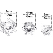 Load image into Gallery viewer, 20G Clear CZ Gem 3mm to 5mm Post Stud Earring Set of 3
