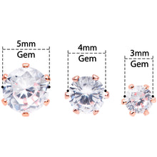 Load image into Gallery viewer, 20G Clear CZ Gem Rose Gold Tone Post Stud Earring Set of 3
