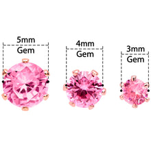 Load image into Gallery viewer, 20G Pink CZ Gem Rose Gold Tone Post Stud Earring Set of 3
