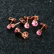 Load image into Gallery viewer, 20G Pink CZ Gem Rose Gold Tone Post Stud Earring Set of 3
