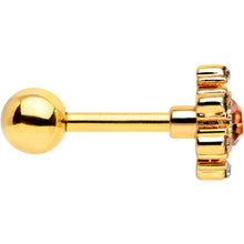 Load image into Gallery viewer, 16G 1/4 Clear Pink CZ Gem Gold Tone Sunburst Cartilage Tragus
