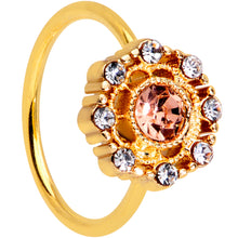 Load image into Gallery viewer, 20G 5/16 Clear Pink CZ Gem Gold Tone Sunburst Nose Hoop
