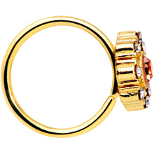 Load image into Gallery viewer, 20G 5/16 Clear Pink CZ Gem Gold Tone Sunburst Nose Hoop
