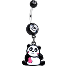 Load image into Gallery viewer, Clear Gem Panda Heart Dangle Belly Ring

