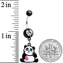 Load image into Gallery viewer, Clear Gem Panda Heart Dangle Belly Ring
