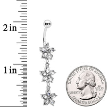 Load image into Gallery viewer, Clear Gem Flower Trio Dangle Belly Ring
