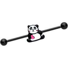 Load image into Gallery viewer, 14G Black Panda Heart Industrial Barbell 38mm
