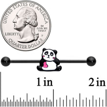 Load image into Gallery viewer, 14G Black Panda Heart Industrial Barbell 38mm
