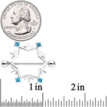 Load image into Gallery viewer, 14G 3/4 Aqua Gem Snowflake Christmas Nipple Shield Set
